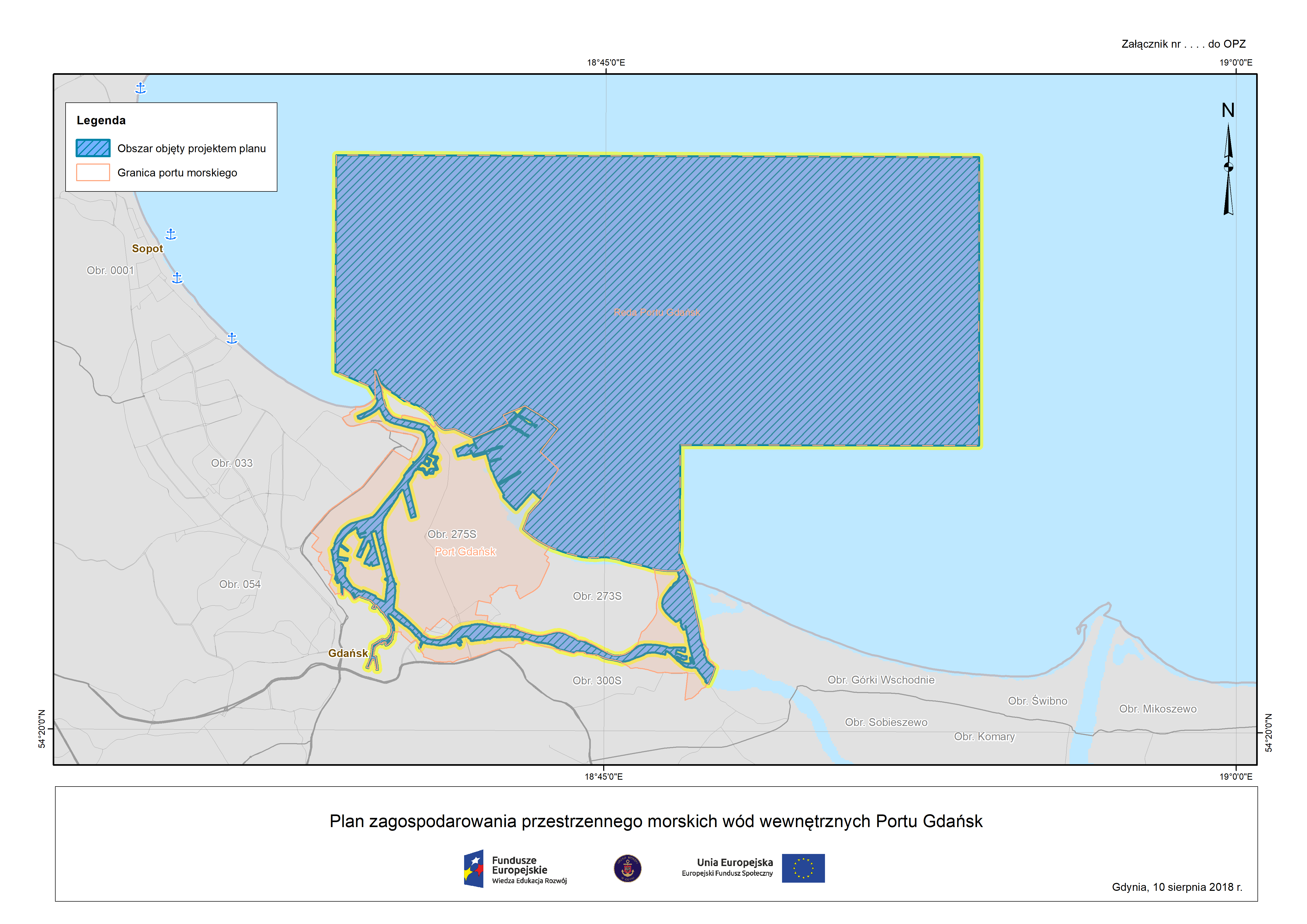 Mapa - Plan zagospodarowania przestrzennego morskich wód wewnętrznych Portu Gdańsk