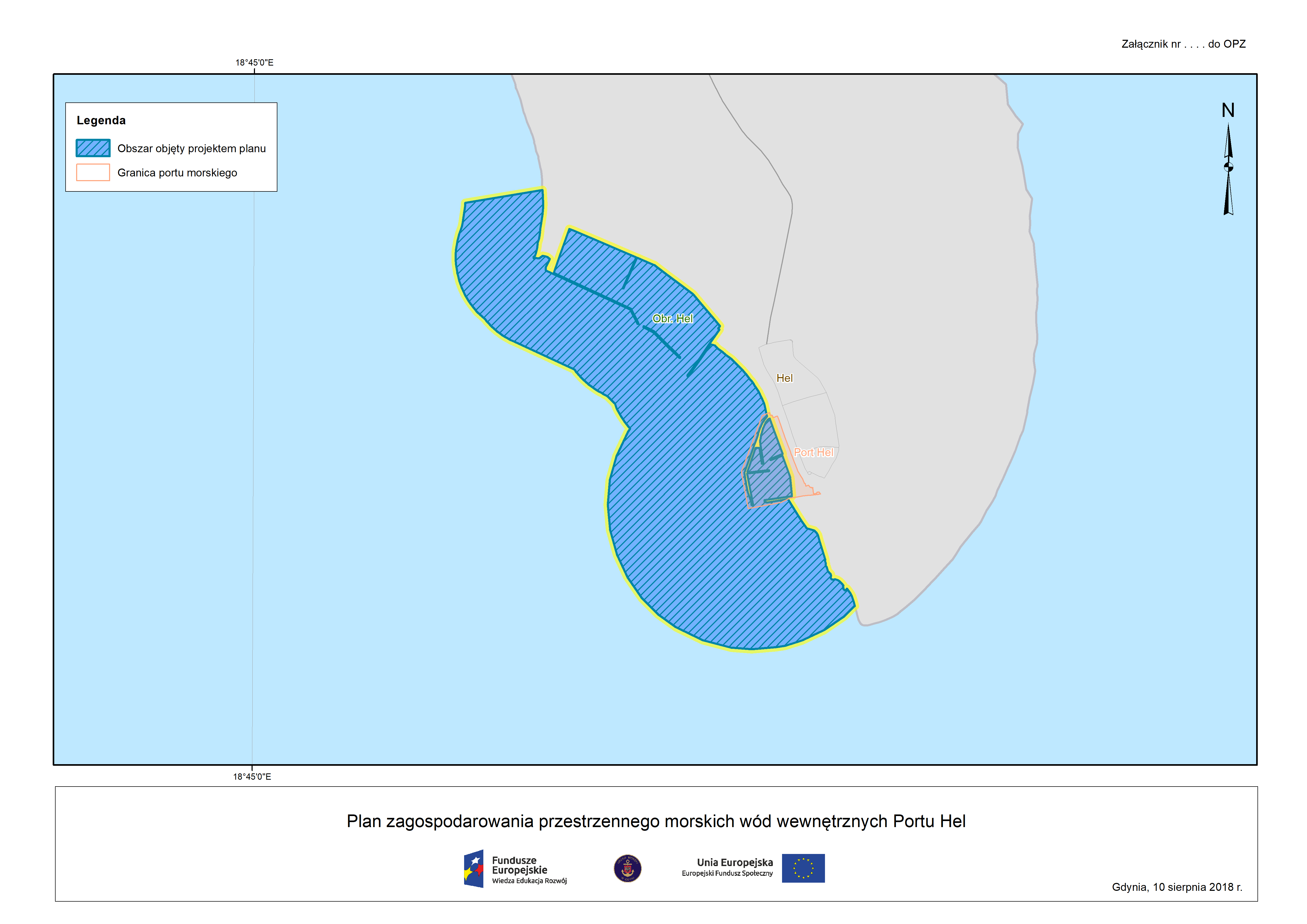 Mapa - Plan zagospodarowania przestrzennego morskich wód wewnętrznych Portu Hel