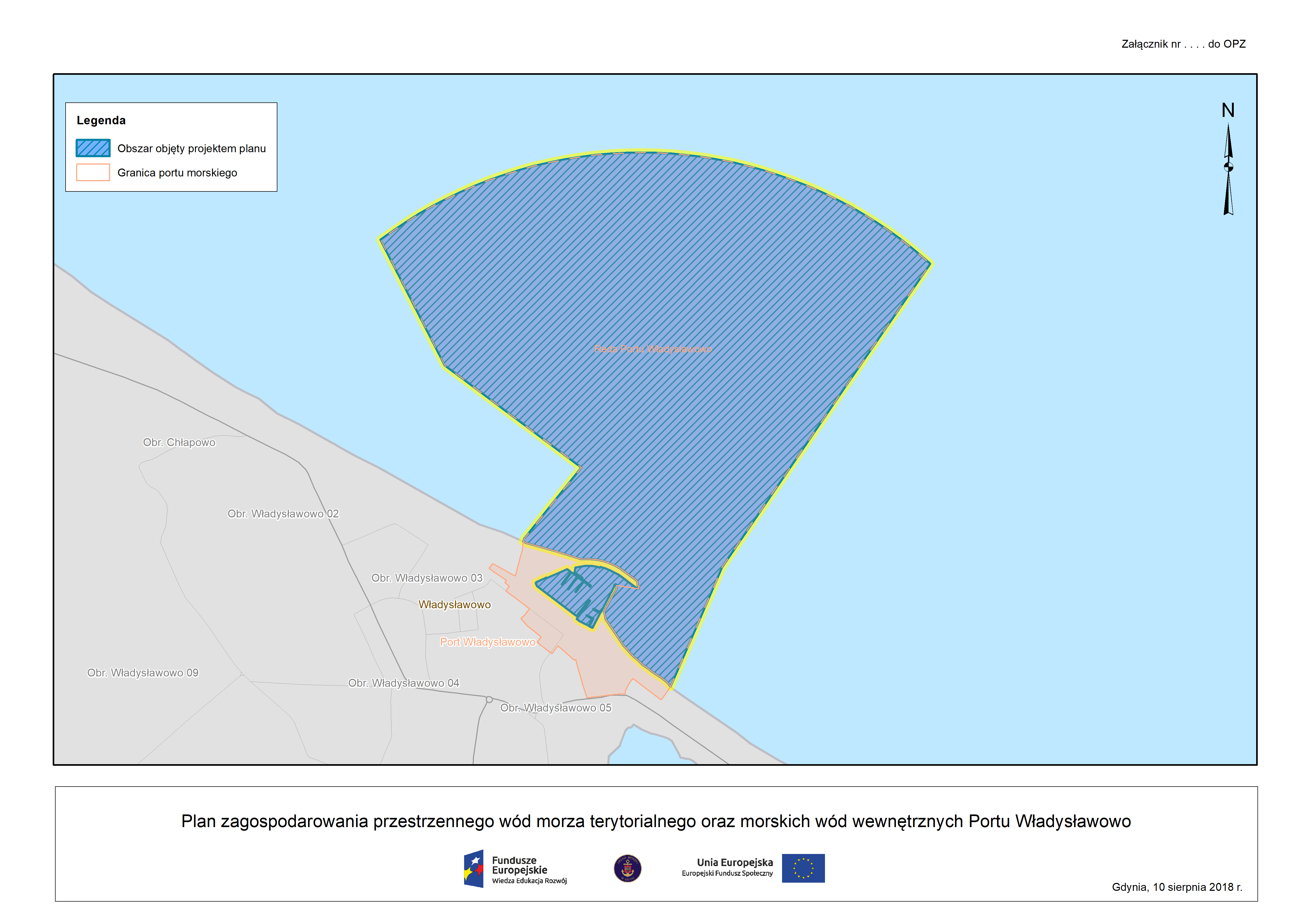 Mapa - Plan zagospodarowania przestrzennego wód - Port Władysławowo