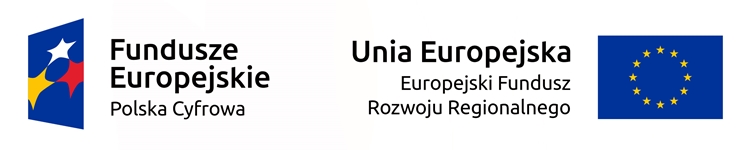 logotypy Programu Operacyjnego Polska Cyfrowa oraz Europejskiego Funduszu Rozwoju Regionalnego