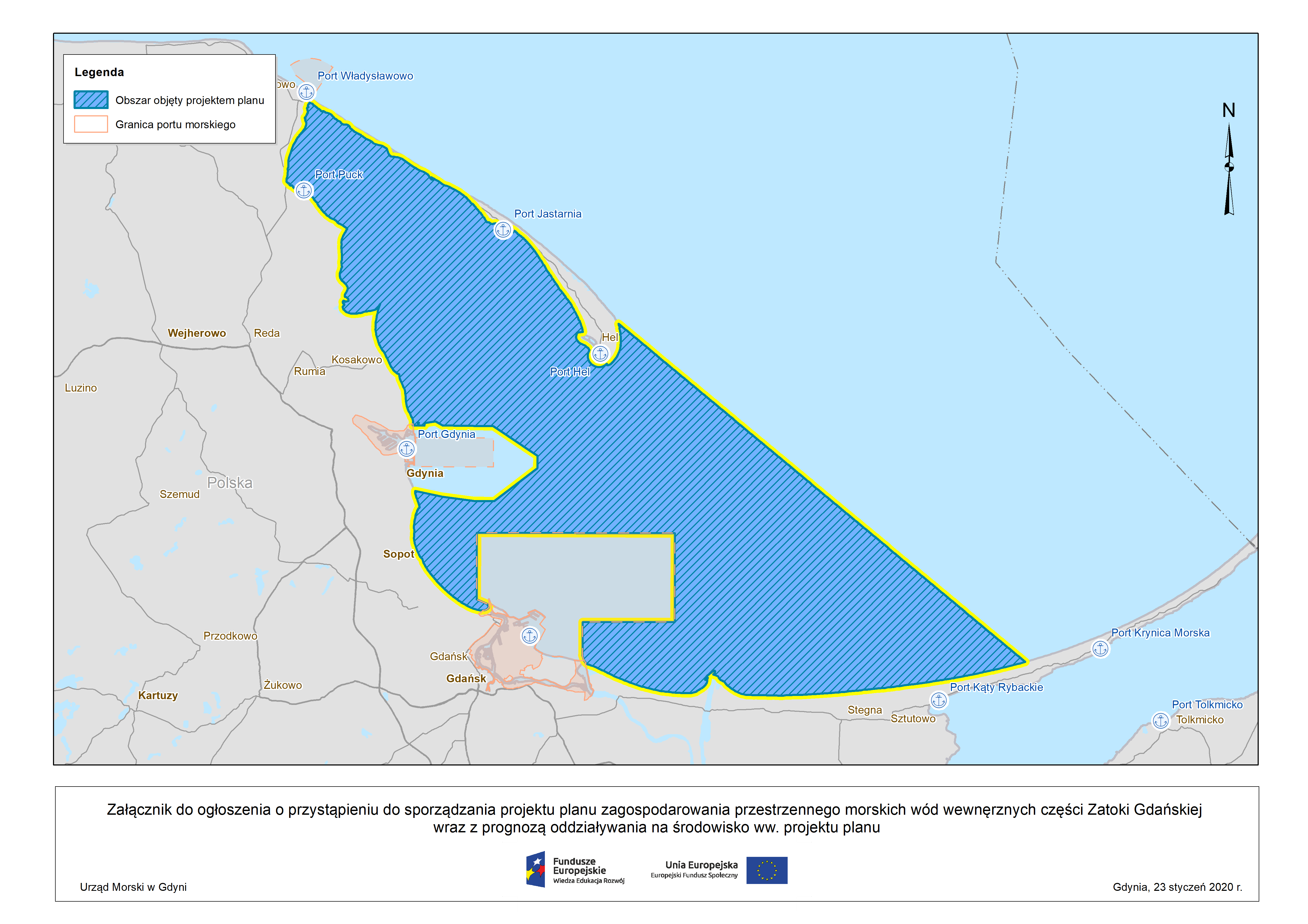 Ogłoszenie o przystąpieniu do sporządzania projektu planu zagospodarowania przestrzennego morskich wód wewnętrznych części Zatoki Gdańskiej