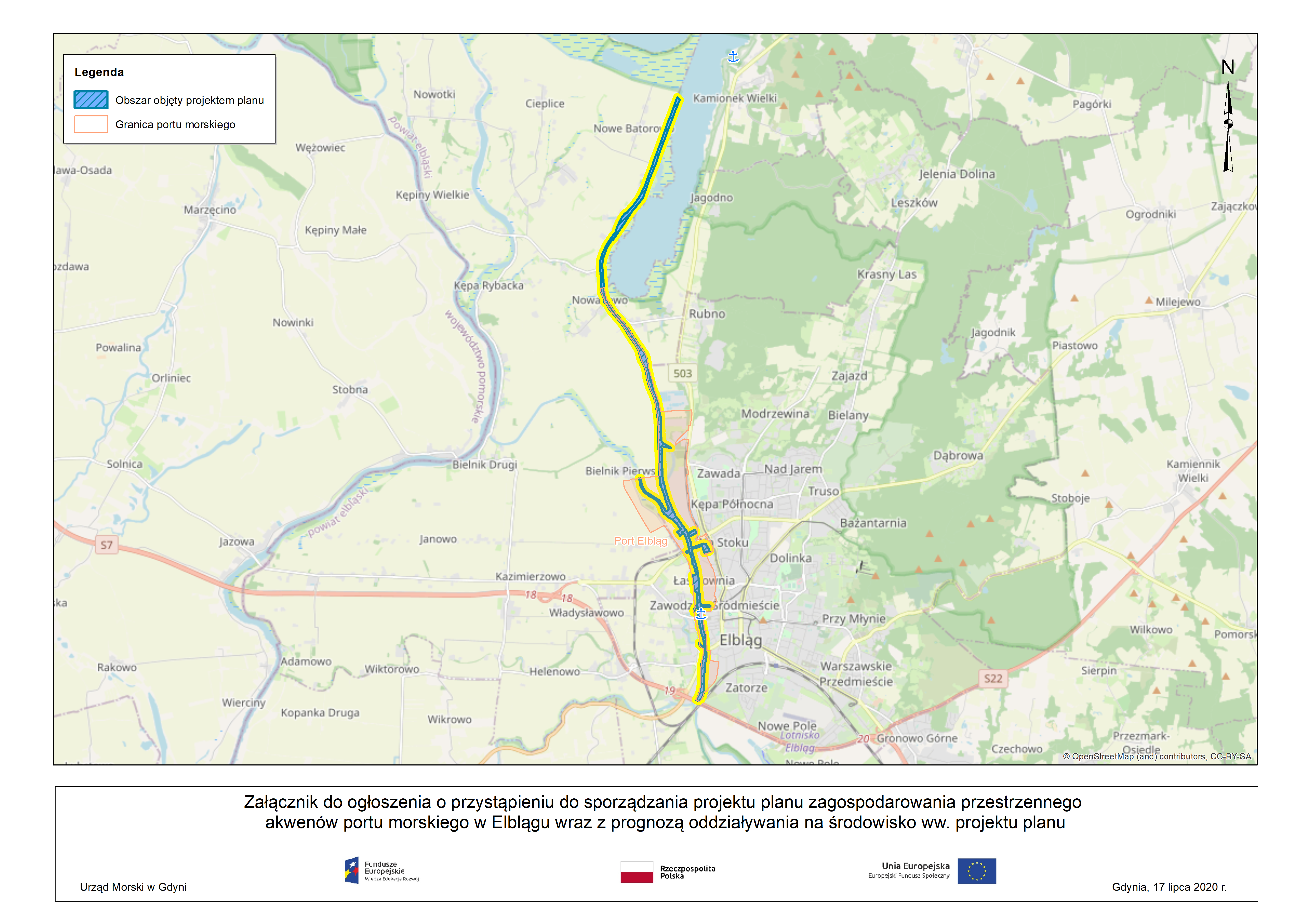 Ogłoszenie o przystąpieniu do sporządzania projektu planu zagospodarowania przestrzennego akwenów portu morskiego w Elblągu