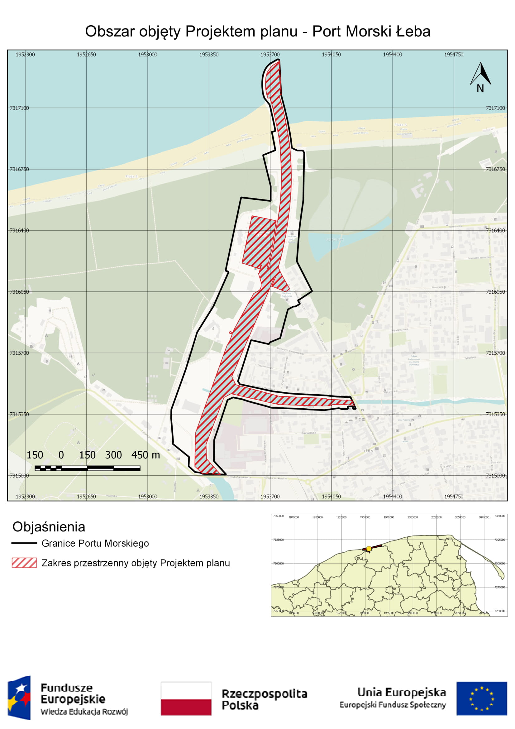 Mapa - Obszar objęty Projektem planu - Port Morski Łeba