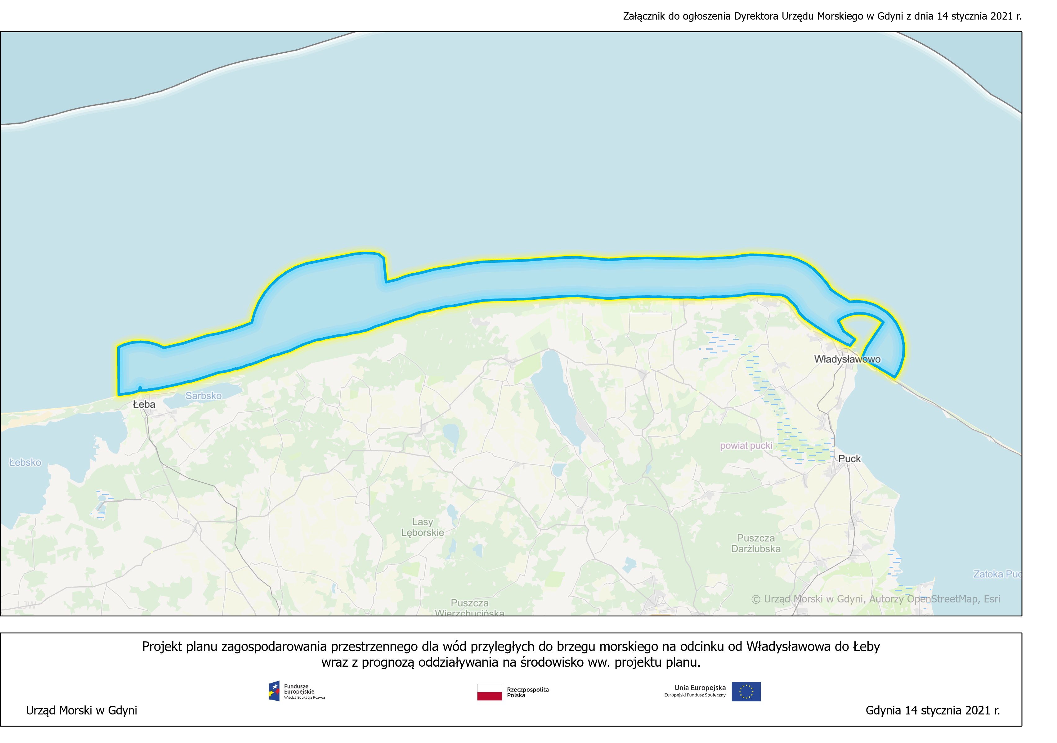 Ogłoszenie o przystąpieniu do sporządzania projektu planu zagospodarowania przestrzennego dla wód przyległych do brzegu morskiego na odcinku od Władysławowa do Łeby