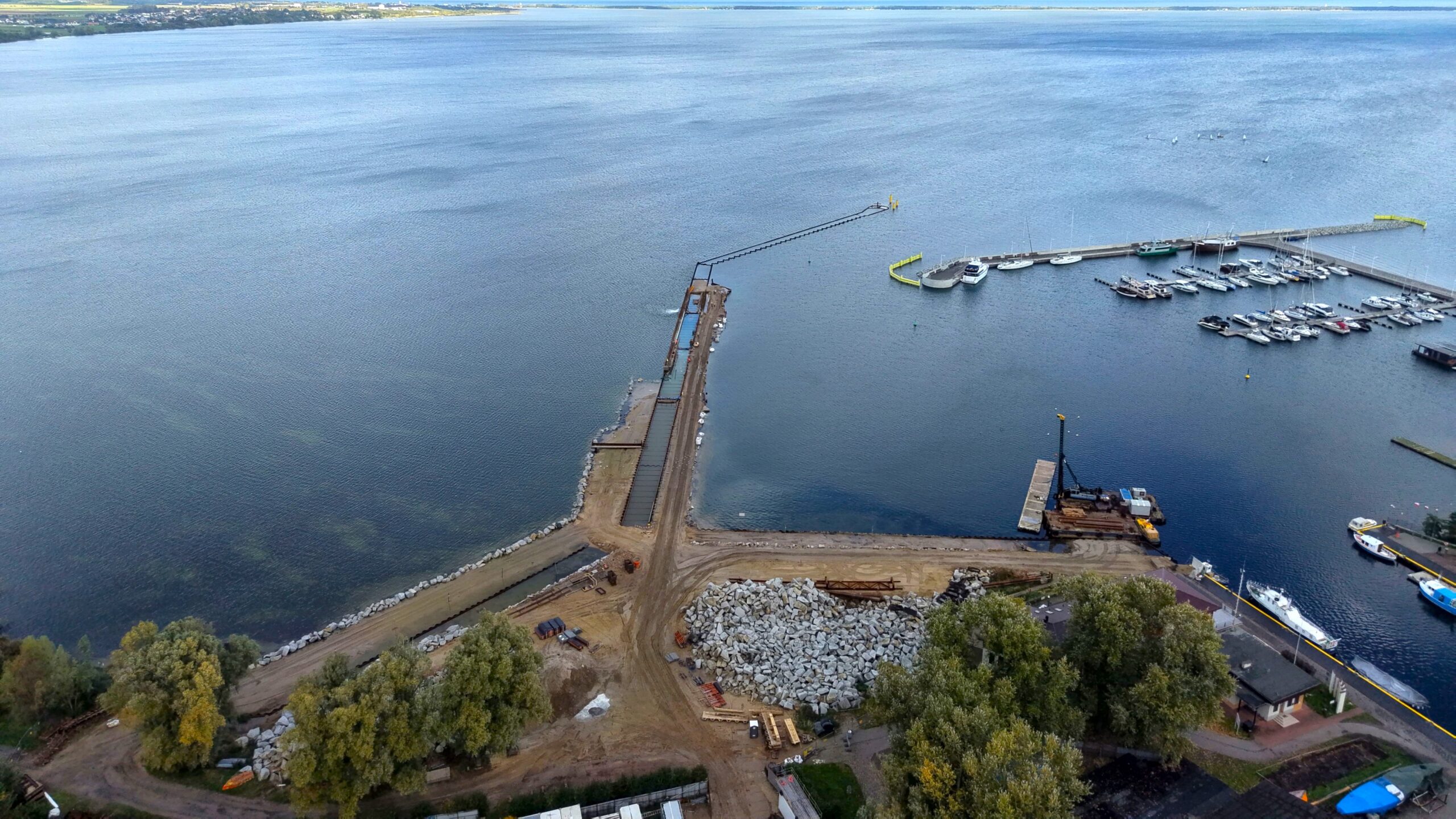 Widok na port w Pucku z lotu ptaka